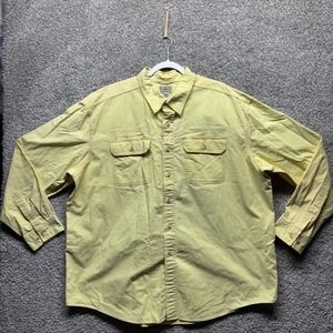 Vintage 90s LL Bean Mens XXL 080G3 Mustard Heavy Long Sleeve Dress Shirt Pockets